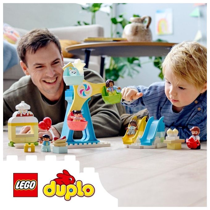 LEGO 10956 DUPLO Town Parco dei Divertimenti con Scivoli Giostra Ruota Panoramamica Treno e 7 Minifigure colore Multicolore