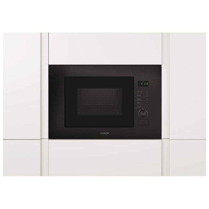 Candy MIC 20 GDFN Forno Microonde a Incasso Capacita' 20 Litri 800 W 3 tipi di cottura Potenza Grill 1000 W Contaminuti elettronico con segnale acustico di fine cottura Scongelamento Automatico 60 cm Nero