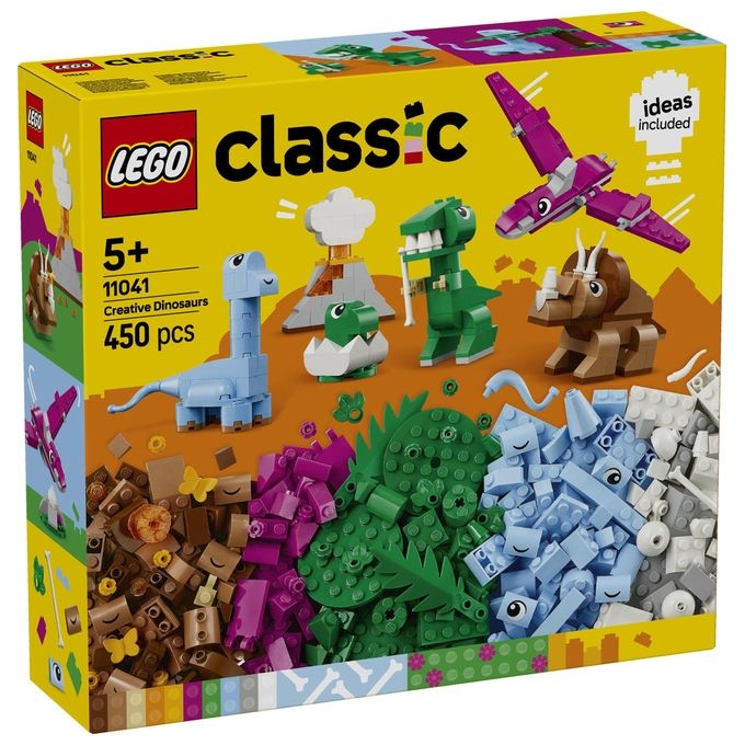 LEGO 11041 Dinosauri Creativi Set di Costruzioni con 450 Pezzi per Bambini 5+ Anni con T. rex Triceratopo Pterosauro Brontosauro e Cucciolo nell'uovo colore Multicolore