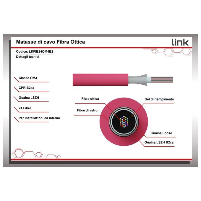 Link Cavo Fibra Ottica 24 Fibre Loose OM4 Antiroditore Lszh Classe B2ca al Metro