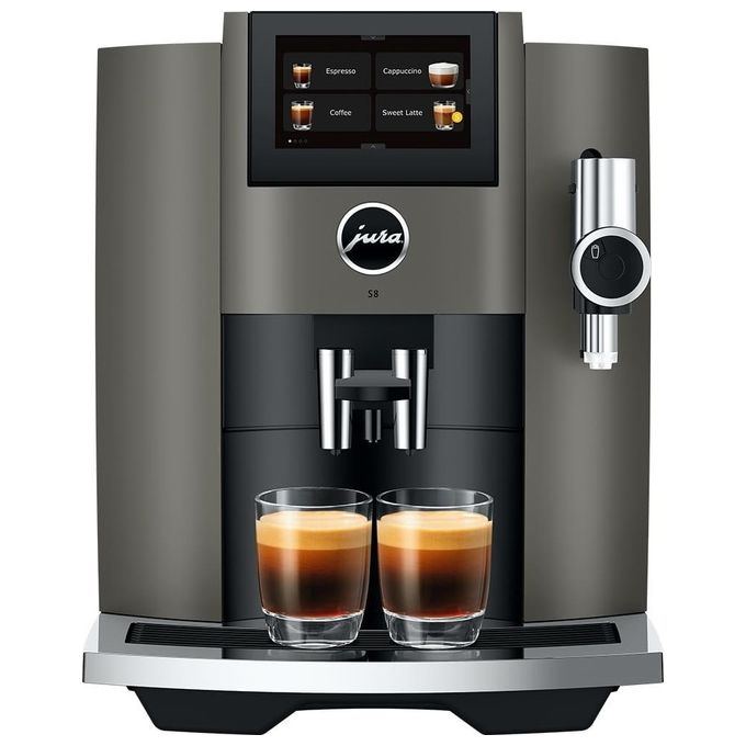 JURA S8 Dark Inox - Macchina da caffe' automatica, 1,9 L, 15 bar, 1450 W, 27 specialita', macinacaffe' Professional Aroma Grinder, display touch da 4,3'', funzione Sweet Foam, Dark Inox