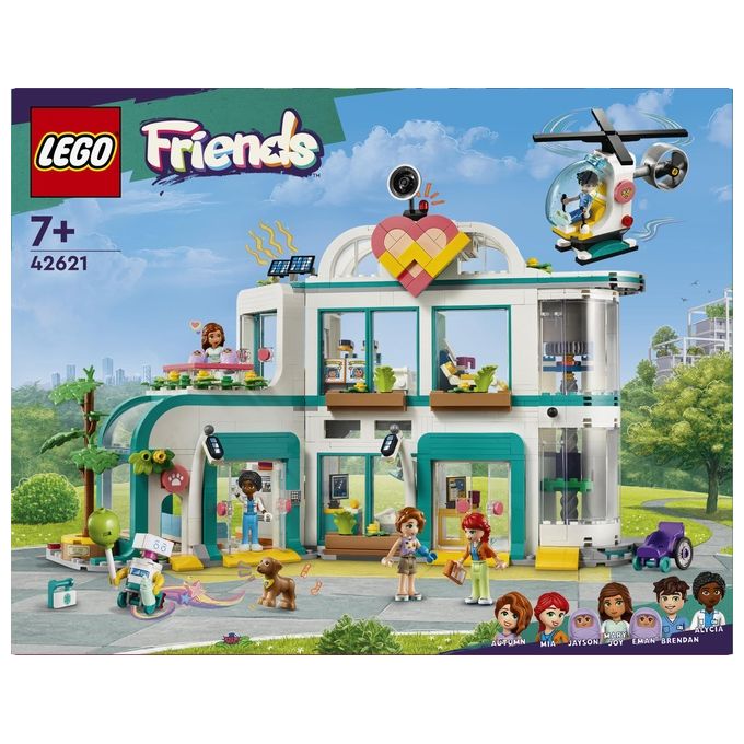 LEGO Friends 42621 Ospedale di Heartlake City, Giochi Educativi per Bambini di 7+ con Elicottero Giocattolo e 5 Mini Bamboline