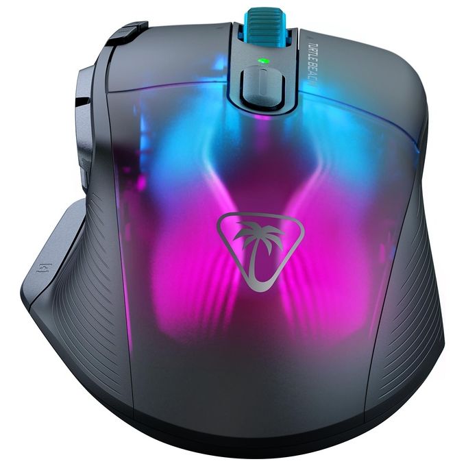 Turtle Beach Kone XP Air - Mouse da gioco wireless RGB ergonomico personalizzabile sensore ottico a 19K DPI 100 ore di batteria e base di ricarica - Nero