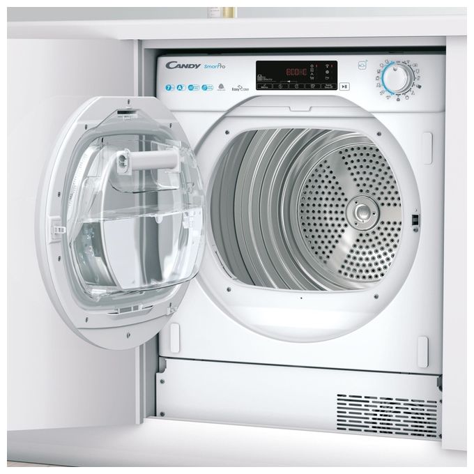 Candy Smart Pro BCTD H7A1TE-S Asciugatrice da Incasso a Pompa di Calore Slim Classe energetica A+ Capacita' di carico 7 Kg Partenza Ritardata