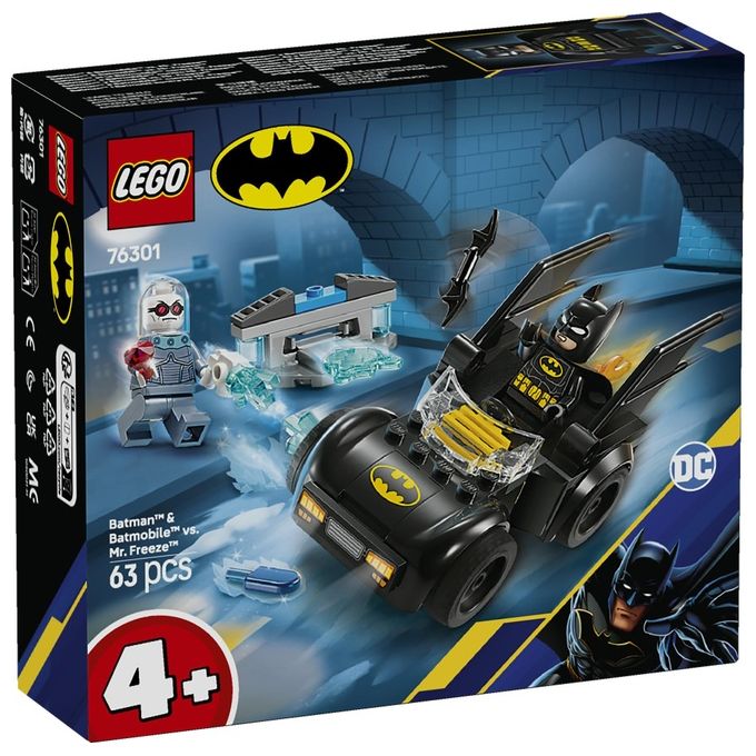LEGO DC Batman e Batmobile Contro Mr. Freeze - Macchina Giocattolo del Supereroe con 2 Minifigure Accessori e Starter Brick per l'Auto Giochi per Bambini e Bambine da 4 Anni in su Idea Regalo 76301