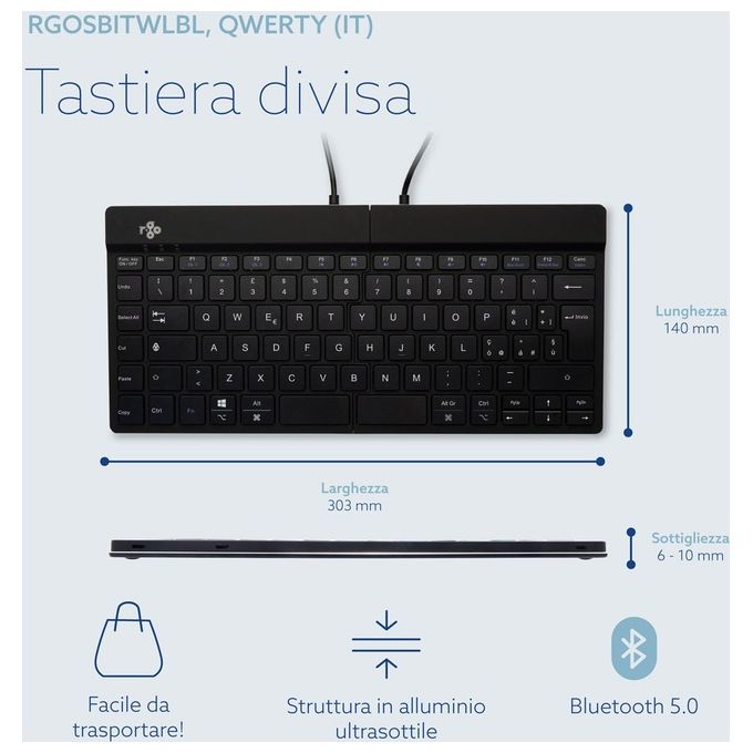 R-Go Tools Tastiera Ergonomica Split It Nero