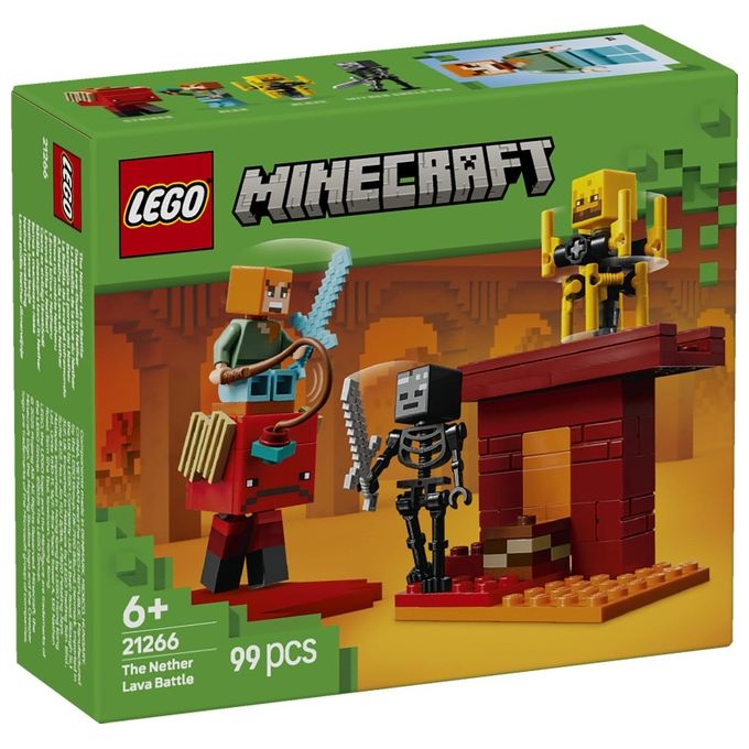 LEGO Minecraft Battaglia sul Ponte del Nether Gioco d'Avventura per Bambini e Bambine da 6 Anni Piccolo Set da Costruire con Funzioni e 4 Personaggi del Videogioco Idea Regalo di Compleanno 21266