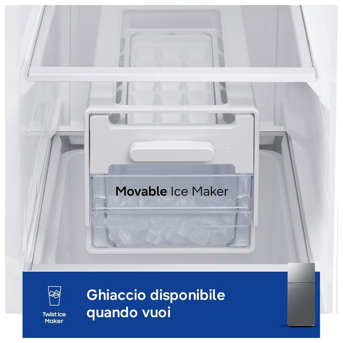 Samsung Serie 7300 AI RT53DG7A14S9 Frigorifero doppia porta 530 Litri Classe E No Frost Raffreddamento Twin Cooling Wifi 790x1855x725 Metal Inox