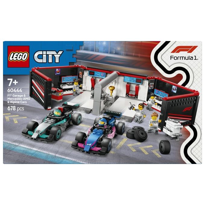 LEGO City Formula 1 Garage con monoposto Mercedes-AMG e Alpine F1 60444