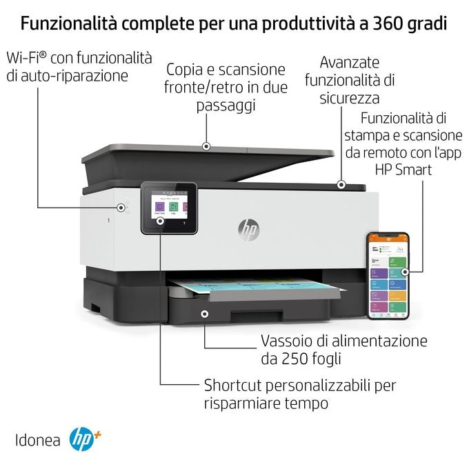 [ComeNuovo] HP Stampante Inkjet Multifunzione OfficeJet Pro 9012e Risoluzione 4800x1200 DPI A4 Wi-Fi