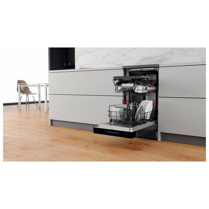 Whirlpool WSFO 3T223 PC X Lavastoviglie Slim Libera Installazione 10 Coperti Classe energetica E 10 Programmi Tecnologia Sesto Senso 45 cm Inox