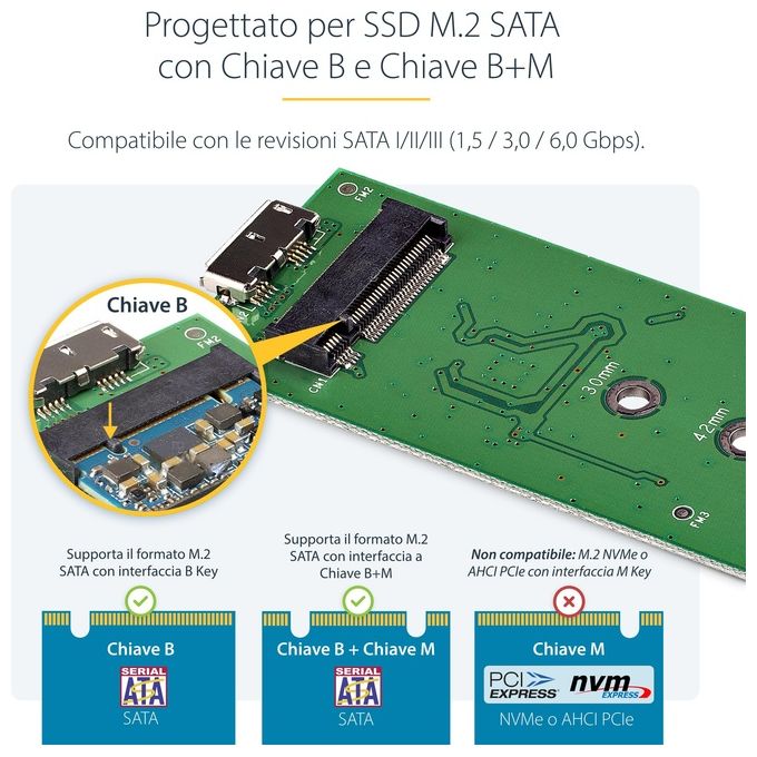 StarTech Box Alloggio USB 3.0 esterno per SSD SATA M.2 Convertitore NGFF di unitÃ  SSD con UASP