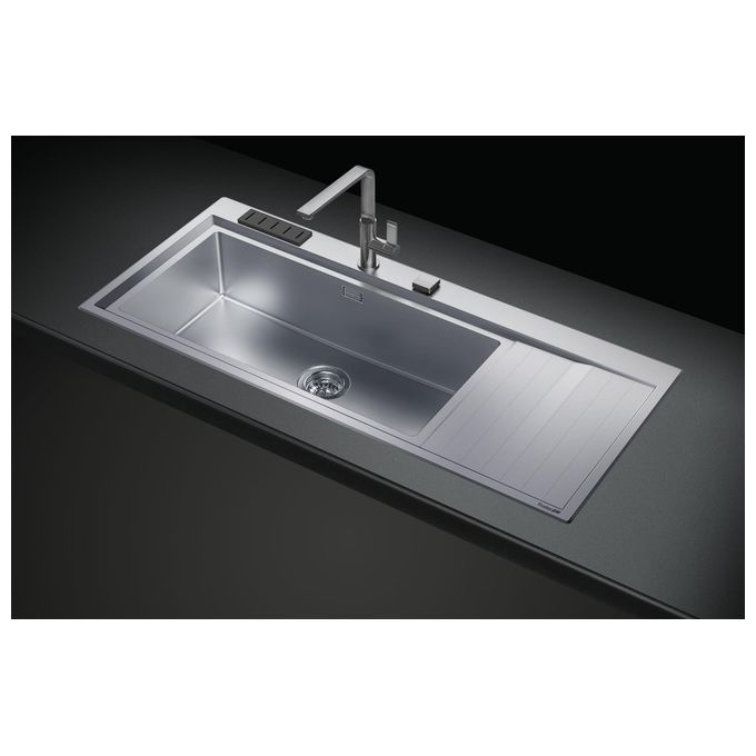 Foster 4503 051 Stripe Lavello Acciaio Inox Spazzolato da incasso Semifilo Gocciolatoio a Sinistra 2 Vasche 117,3x51,3cm