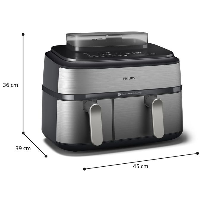 [ComeNuovo] Philips Airfryer Serie 5000 Friggitrice ad aria con doppio cestello 9.0 Litri e cottura a vapore