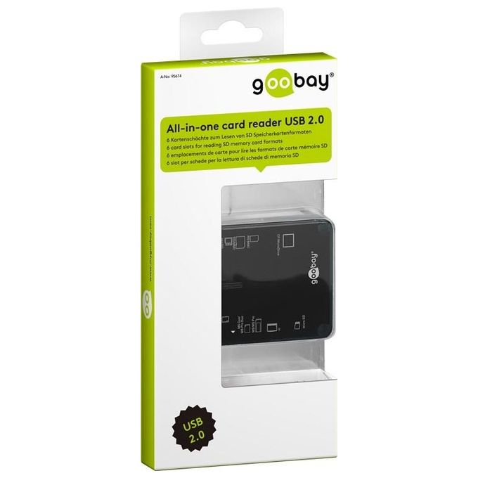 Goobay 95674 Lettore di Memorie USB 2.0 All-In-One Nero