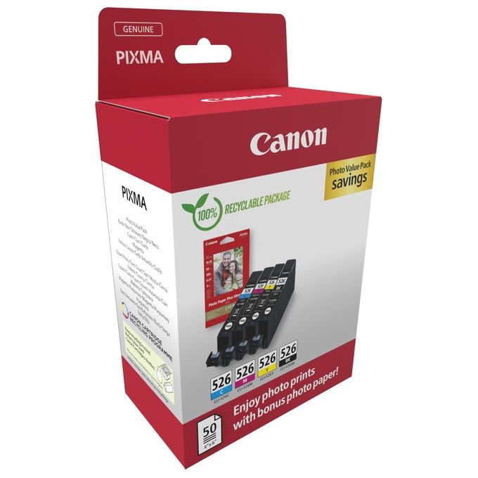 Canon CLI-526 BK-C-M-Y Cartuccia D'inchiostro Photo Value Pack