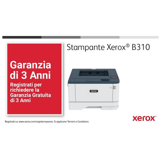 Xerox B310 Stampante A4 40ppm Fronte-Retro Wireless PS3 PCL5e-6 2 Vassoi Totale 350 Fogli