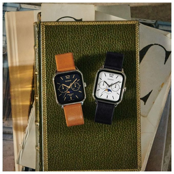 Casio Orologio MTP-M305L-1AVER Standard Nero e Marrone Quadrante Analogico Cinturino in Pelle Funzione Data