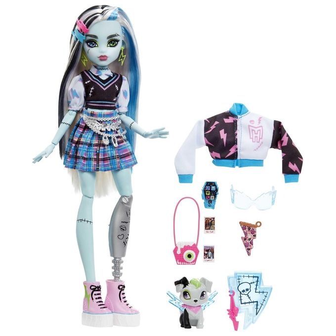 Mattel Monster High Core Collection HPD53 - Bambola articolata Monster High con cucciolo assortito, look fashion horror, accessori stilosi e punti di movimento