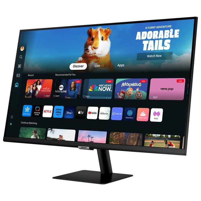 Samsung Smart Monitor M5  S27DM500 Nero - 27'' Display VA, FHD (1920 x 1080), 60Hz, 4ms, Inclinabile, 2 x HDMI (1.4), 2 x USB-A, Smart TV, Gaming Hub