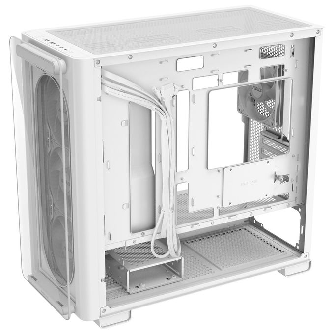 ASUS Case A23 PLUS TG ARGB White, Micro-ATX per Schede Madri, Supporto Radiatori 360mm, Schede Grafiche 380mm, 4 Ventole ARGB Incluse.