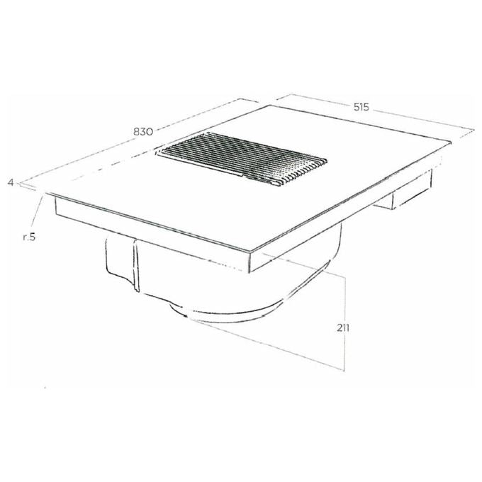 Elica NIKOLATESLA PRIME  Piano cottura aspirante a Induzione con cappa integrata 4 zone 83 cm Vetro Nero + Ghisa PRF0138475
