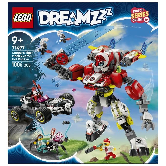 LEGO Set 71497 Costruzione Mech Tigre di Cooper e Bolide di Zero Dreamzzz