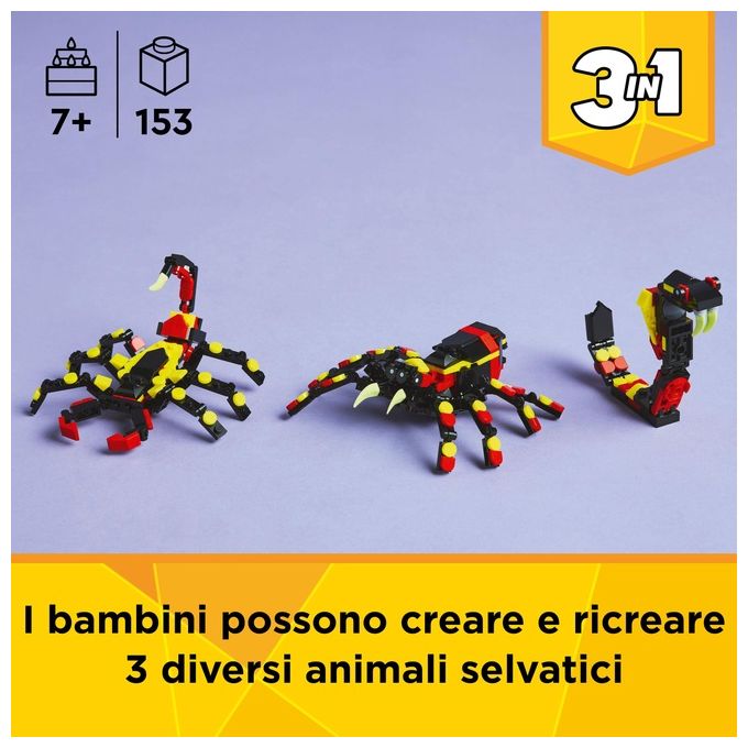 LEGO Set Animali Selvatici 31159 Ragno Trasformista Creator 3 in 1 Modellismo Creativo e Divertente per Appassionati di Costruzioni