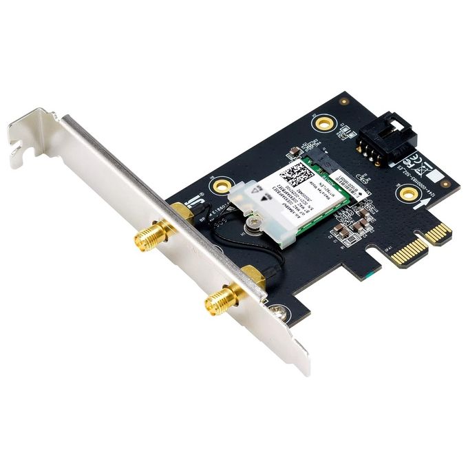 ASUS AXE5400 Adattatore WiFi 6E PCI-E con 2 Antenne Esterne, Supporta Banda 6GHz, 160MHz, Bluetooth 5.2, Sicurezza di Rete WPA3, OFDMA e MU-MIMO, Nero