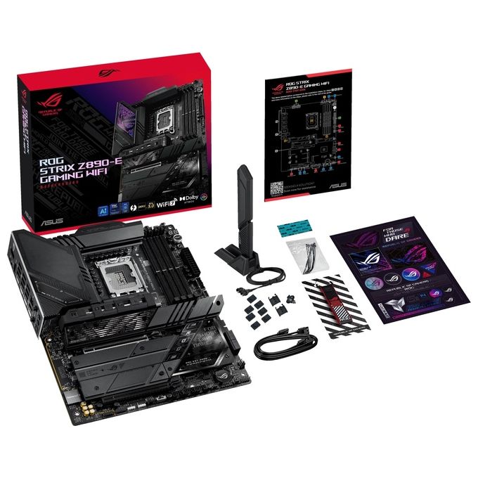 ASUS ROG Strix Z890-E Gaming WiFi Scheda Madre Intel ATX 18122 Fasi di Alimenrtazione Slot DDR5 PCIe 5.0 GPU di Nuova Generazione 7 slot M.2 WiFi 7 AI Overclocking AI Networking II