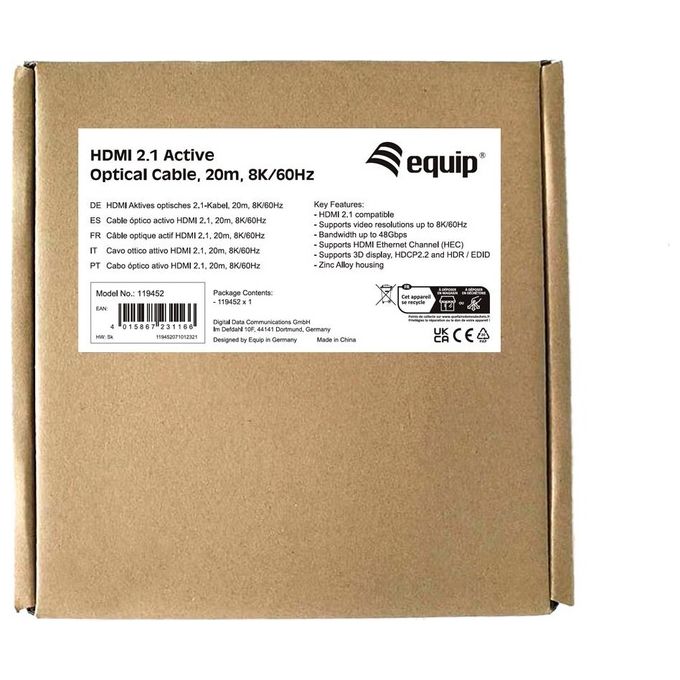 Equip Cavo Hdmi 20mt Hdmi Tipo A (Standard) Nero