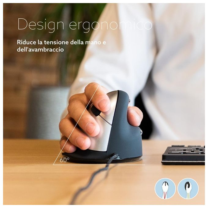 R-Go Tools R-Go HE Mouse Ergonomico Medio (165-195mm) Destrorso Cablato