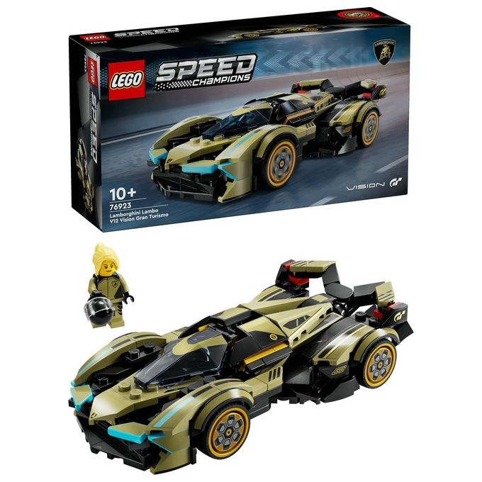 LEGO Speed Champions Super Car Lamborghini Lambo V12 Vision GT Macchina Giocattolo per Bambini da 10 Anni Modellino di Auto da Costruire con Minifigure del Pilota Idea Regalo da Collezione 76923