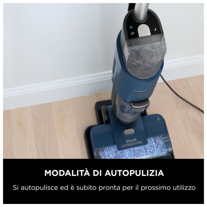 Shark WD100EU HydroVac Aspirapolvere e Lavapavimenti con filo con Spazzola Antimicrobica Blu Navy