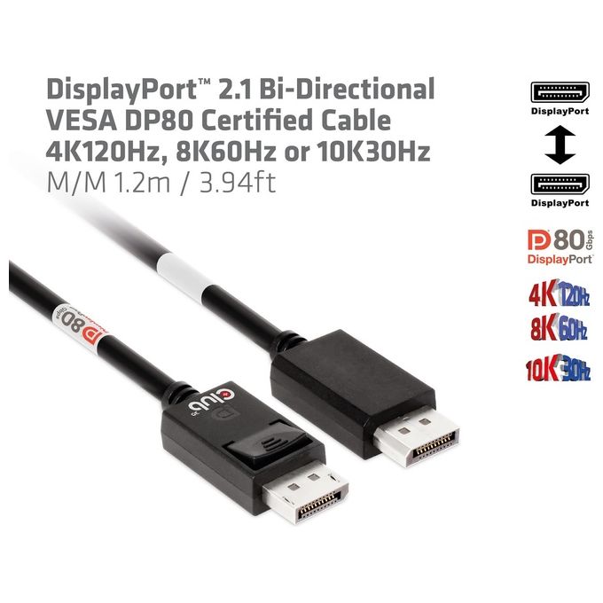 Club3d CAC-1091 Cavo DisplayPort 1.2mt Nero