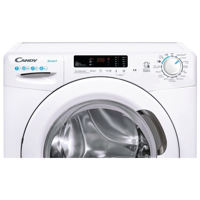 Candy CSS4372DW4111 Smart Lavatrice Frontale Slim 7 Kg 1300 rpm Classe B Vapore NFC (85x60x44 cm) colore Bianco