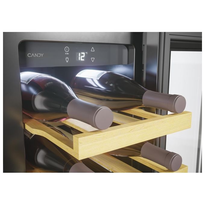 [ComeNuovo] Candy CCVB 30-1 DiVino Cantinetta Vino 20 Bottiglie Classe energetica F 6 ripiani in legno 81 cm Nero