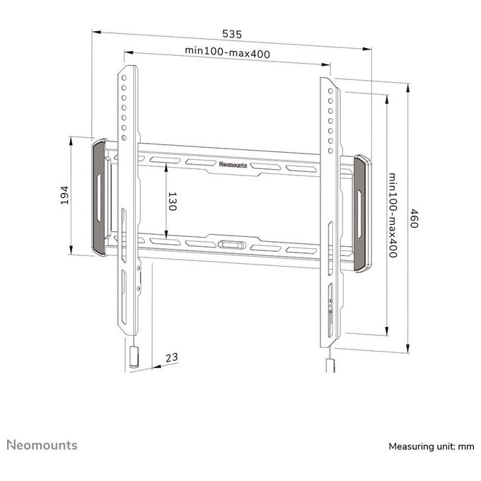 Neomounts WL30-550BL14 Supporto a Parete Fisso per TV 32'' 65'' VESA 100x100 400x400 mm 60 Kg Magnetico Ultra Piatto colore Nero