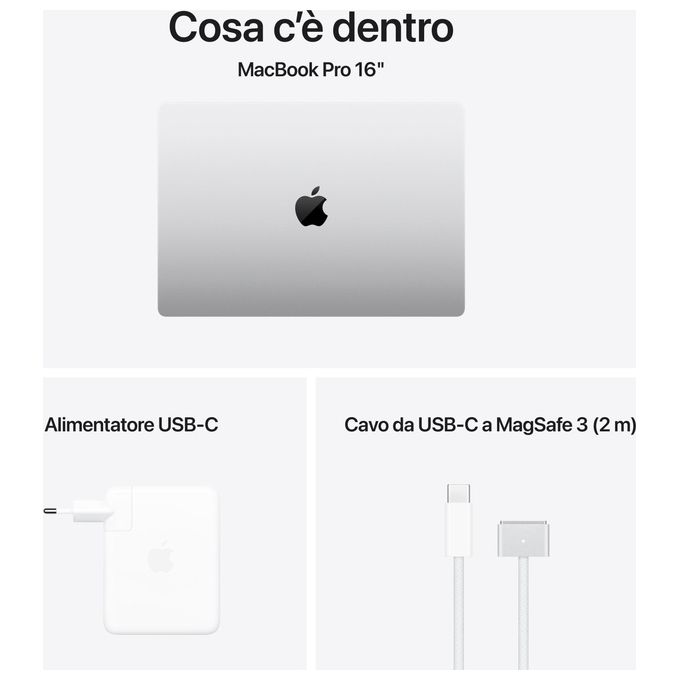 Apple 2024 Macbook Pro Portatile con Chip M4 Pro Cpu 14 Core e Gpu 20 Core Display Liquid Retina Xdr 16.2'' 48Gb di Memoria Unificata 512Gb di Archiviazione Ssd Argento