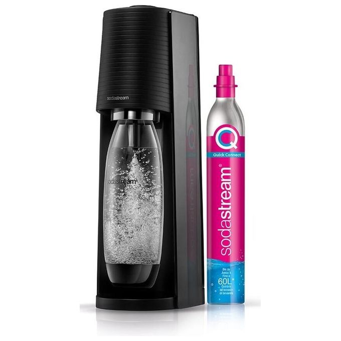 Sodastream Gasatore d'Acqua Terra Nero 2 Bottiglie Lavabili da 1 Litro 1 Cilindro Co2