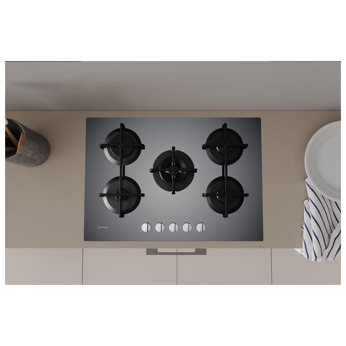 Indesit ING 72T-GR Piano Cottura a Gas 5 Zone 73 cm Grafite