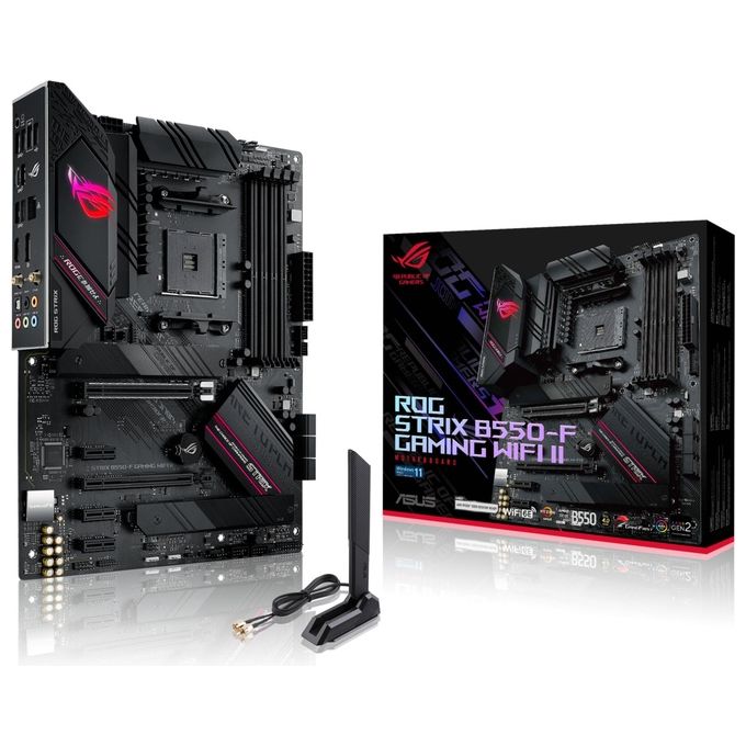 ASUS ROG Strix B550-F Gaming WiFi II Scheda Madre Gaming ATX, AMD B550, Socket AM4, DDR4, PCI 4.0, LAN Intel 2.5Gb, WiFi 6E (802.11ax), 2xM.2, 6xSATA 6GB-s, 2xUSB 3.2 Gen 2, Aura Sync RGB, Nero