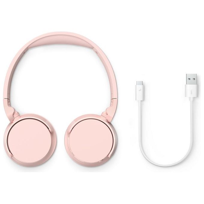 Philips TAH4209PK Cuffie On-Ear wireless bluetooth leggere con isolamento acustico passivo - 55 ore di riproduzione suono naturale chiamate chiare bassi dinamici 2 ore di carica USB-C- Rosa