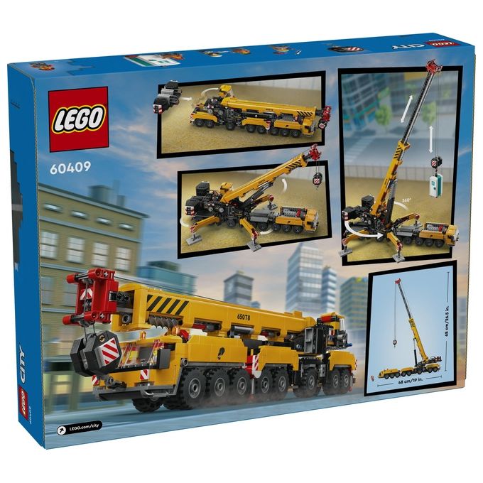 LEGO City Gru da Cantiere Mobile Gialla Giochi Creativi per Bambini e Bambine da 9 Anni con Veicolo Giocattolo da Cantiere con Funzioni Realistiche e 4 Minifigure Idea Regalo Divertente 60409