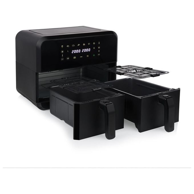 Princess 182068 Double Basket Airfryer - Friggitrice ad aria 8 L, 2400 W, 8 programmi preimpostati, Display LED, Tecnologia a doppio cestello, Nero