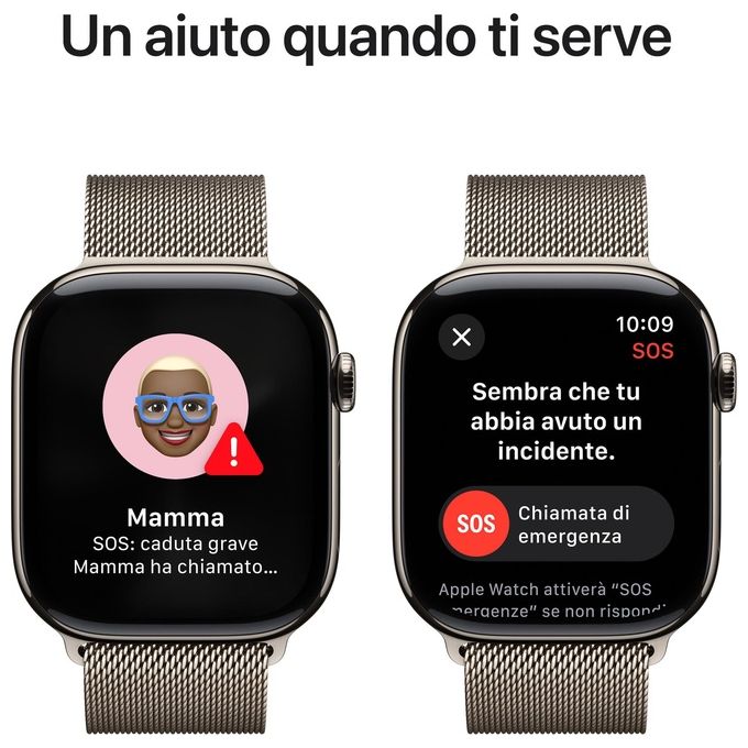Apple Watch 10 46mm GPS + Cellular Cassa in titanio naturale con Loop in maglia milanese naturale - M-L