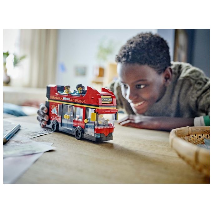LEGO City Autobus Turistico Rosso a Due Piani Giochi per Bambini e Bambine da 7 Anni in su con Veicolo Giocattolo in Stile Londinese da Costruire e 5 Minifigure Idea Regalo di Compleanno 60407