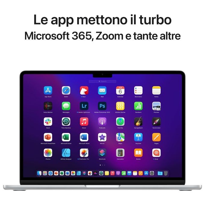 Apple MLY03T-A MacBook Air Notebook 13.6'' M2 8-core CPU 10-core GPU 8GB 512GB SSD macOS colore Argento