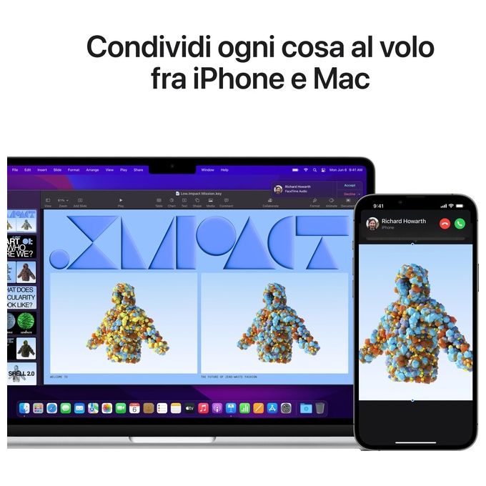 Apple MLY03T-A MacBook Air Notebook 13.6'' M2 8-core CPU 10-core GPU 8GB 512GB SSD macOS colore Argento