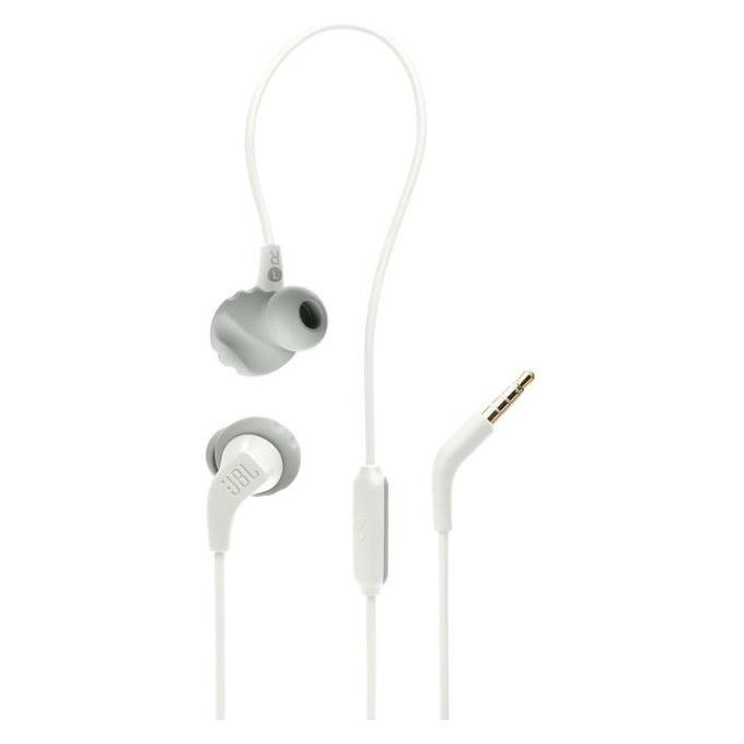 JBL Endurance Run 2 Auricolari Sportivi In-Ear Cablati Resistenti al Sudore con Auricolari Magnetici e Microfono Remoto in Linea con un Tasto Bianco